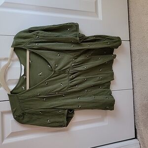 Lucky Brand Mixed Media V-neck Crop Top